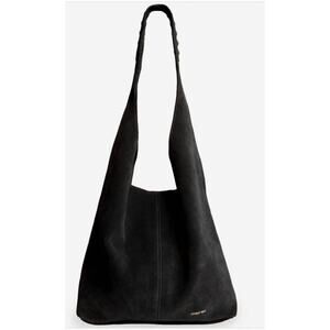 Johnny Was NEW Studded Italian Suede Slouch Shoulder Bag, Black